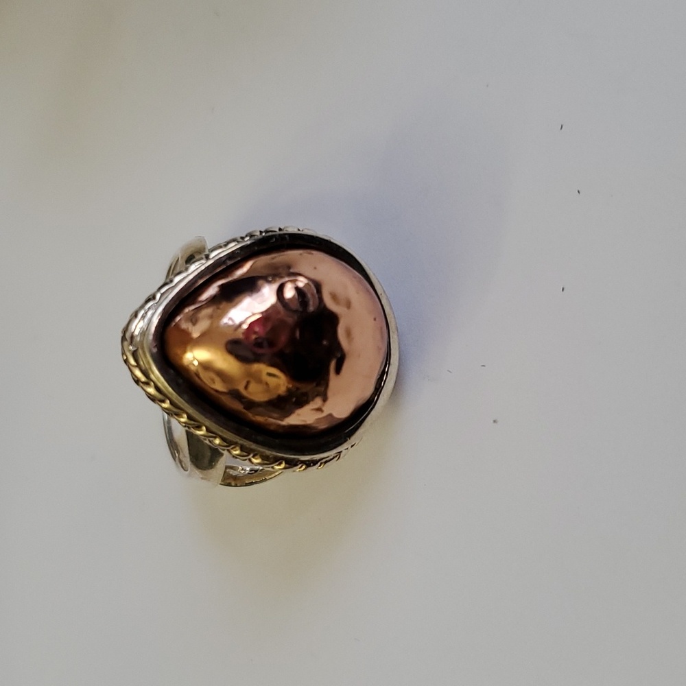 Sterling Silver 925 Rose Gold Center Ring - Picture 3 of 6